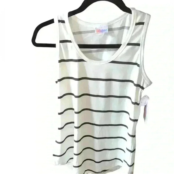 Lularoe Small white tank‎ top with black stripes. NWT. Classic & great staple! - Picture 1 of 4